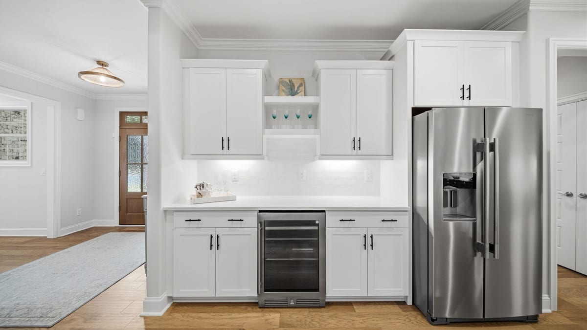 Pine Island kitchen butler pantry with wine fridge
