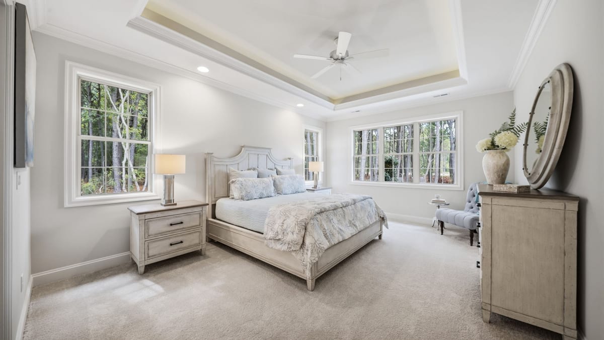 Pine Island master bedroom with tray ceiling